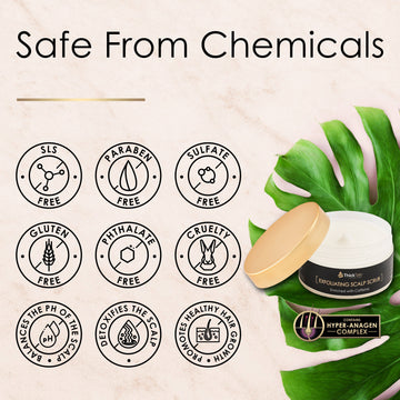 ThickTails Exfoliating Scalp Scrub - Sulfate Free, Detoxifying, Exfoliator Hair Scalp Scrub Enriched with Caffeine and Peppermint Oil. Removes Buildup, Exfoliates, Revitalises and Moisturises - ThickTails